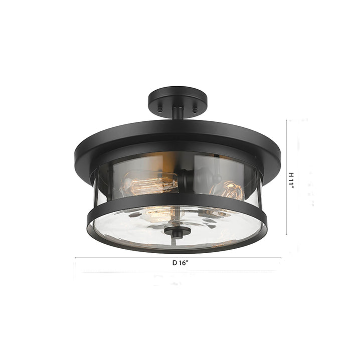 Round Semi Flush Mount with Clear Glass Shade by Bethel - view 3