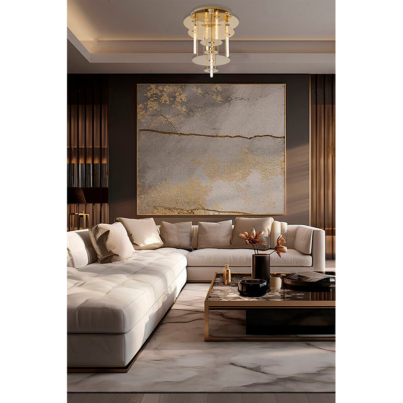 Six Tier Halo Semi Flush Mount in a Gold Stainless Steel Finish by Bethel - view 2