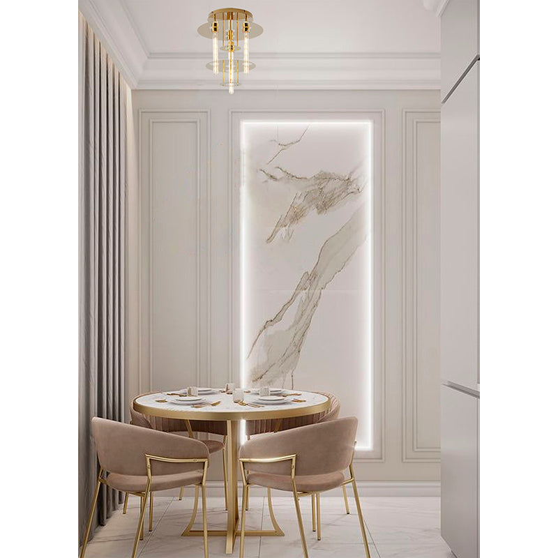 Four Tier Halo Semi Flush Mount in a Gold Stainless Steel Finish by Bethel - view 2