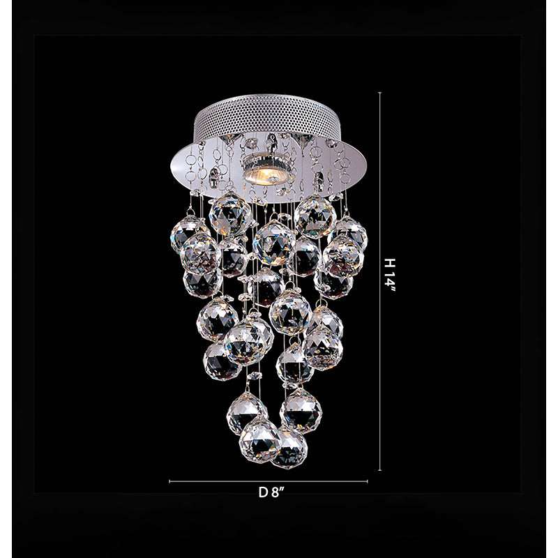 Flushed Light with Clear Hanging Crystals and Chrome Hardware by Bethel - view 2