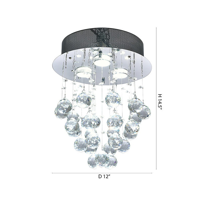 Clear Crystal Semi Flush Mount with Hardware Adjustable in Height: No