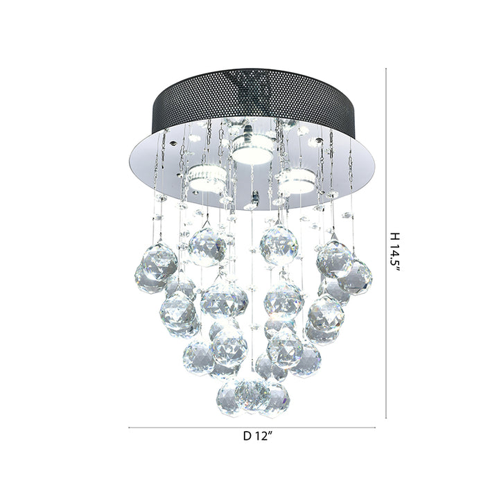 Clear Crystal Semi Flush Mount with Hardware Adjustable in Height: No