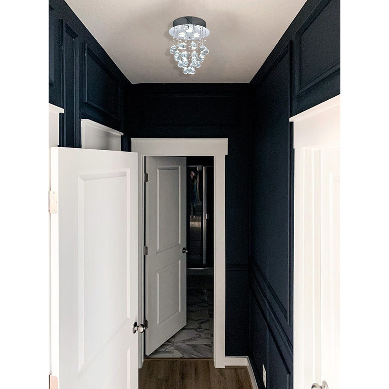 Clear Crystal Semi Flush Mount with Hardware Adjustable in Height: No