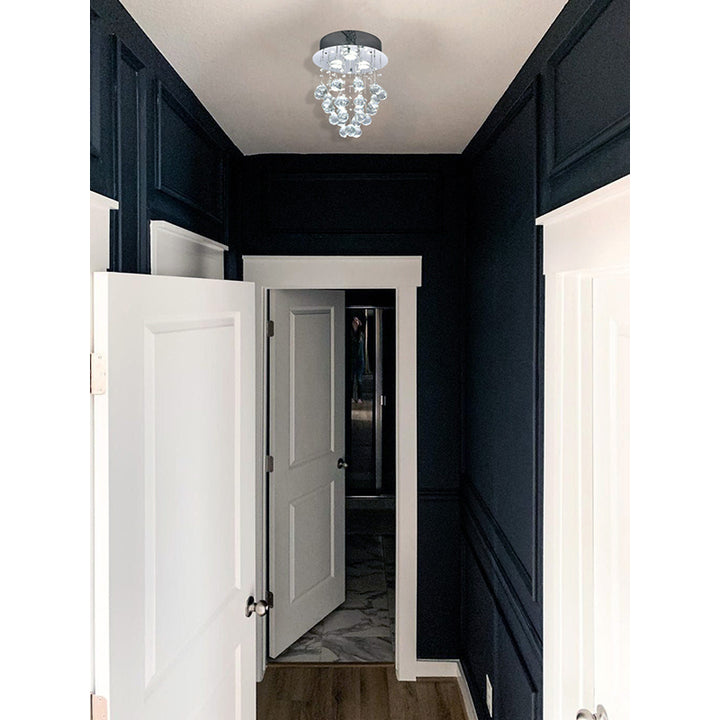 Clear Crystal Semi Flush Mount with Hardware Adjustable in Height: No