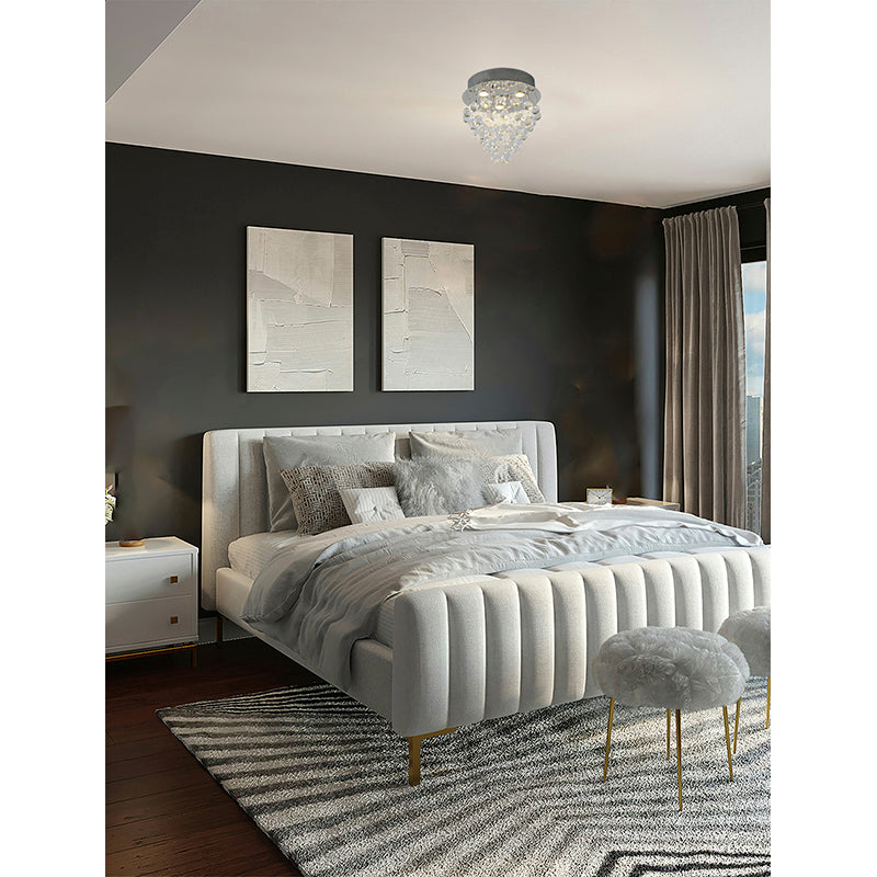 Clear Crystal Semi Flush Mount with Hardware Adjustable in Height: No
