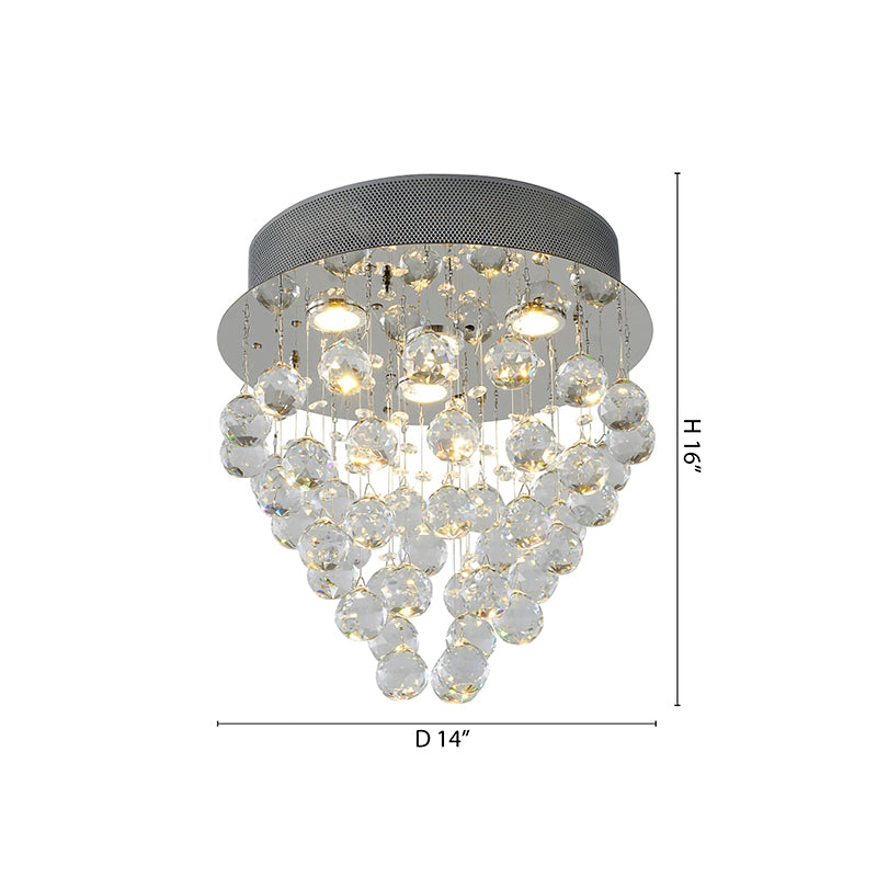 Clear Crystal Semi Flush Mount with Hardware Adjustable in Height: No