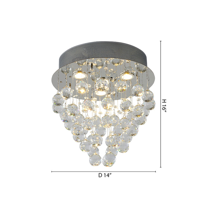 Clear Crystal Semi Flush Mount with Hardware Adjustable in Height: No
