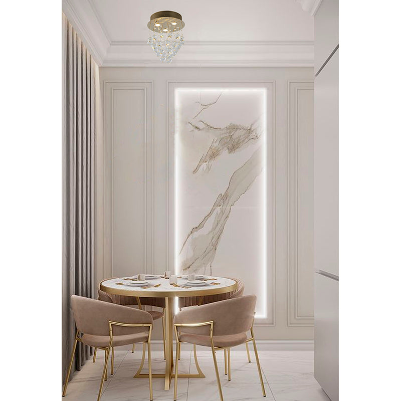 Clear Crystal Semi Flush Mount with Hardware Adjustable in Height: No