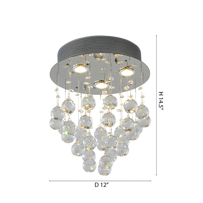 Clear Crystal Semi Flush Mount with Hardware Adjustable in Height: No