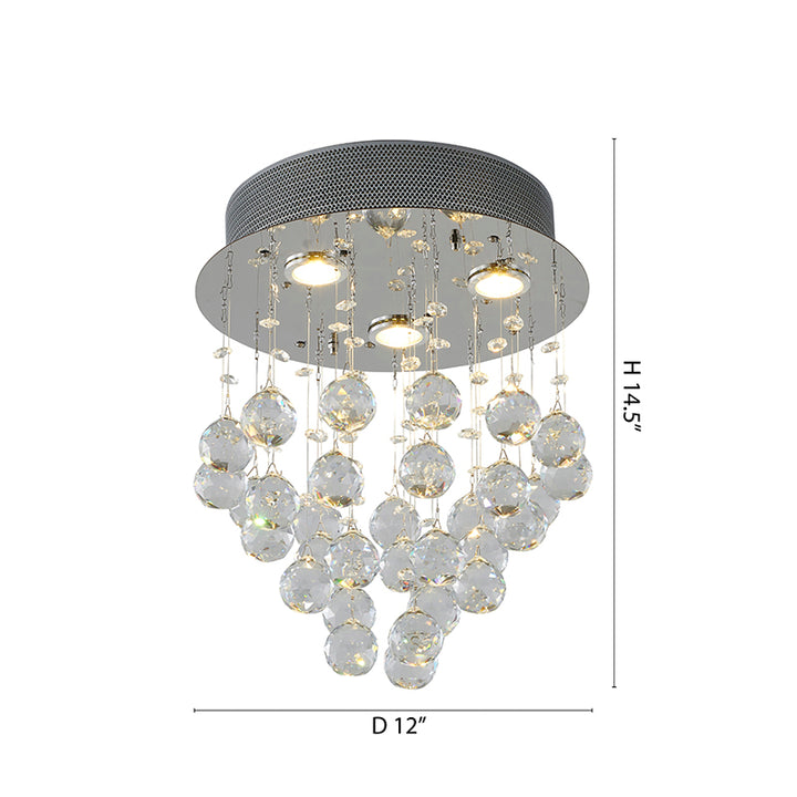 Clear Crystal Semi Flush Mount with Hardware Adjustable in Height: No