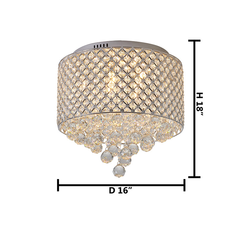 Clear Crystal Beaded Shade Flush Mount with Hanging Clear Crystals Hardware by Bethel - view 8