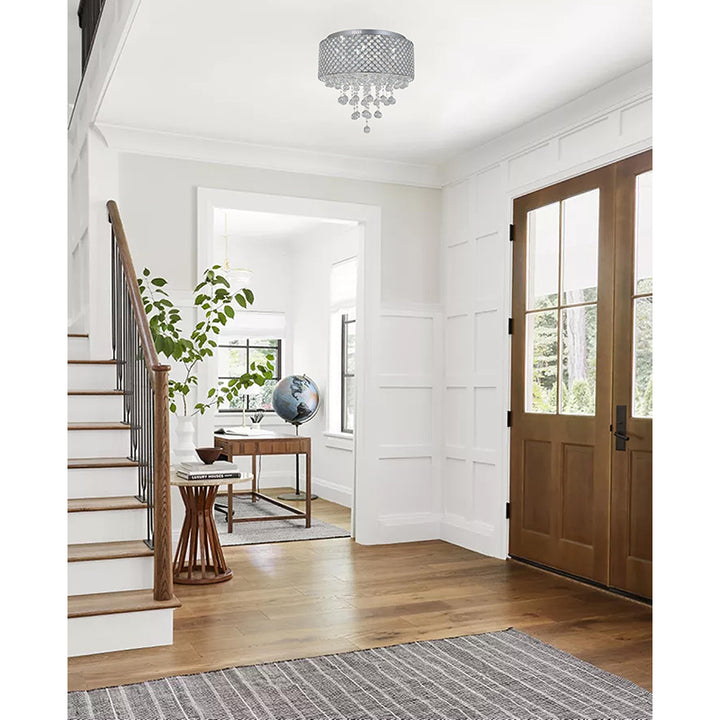Clear Crystal Beaded Shade Flush Mount with Hanging Clear Crystals Hardware by Bethel - view 9