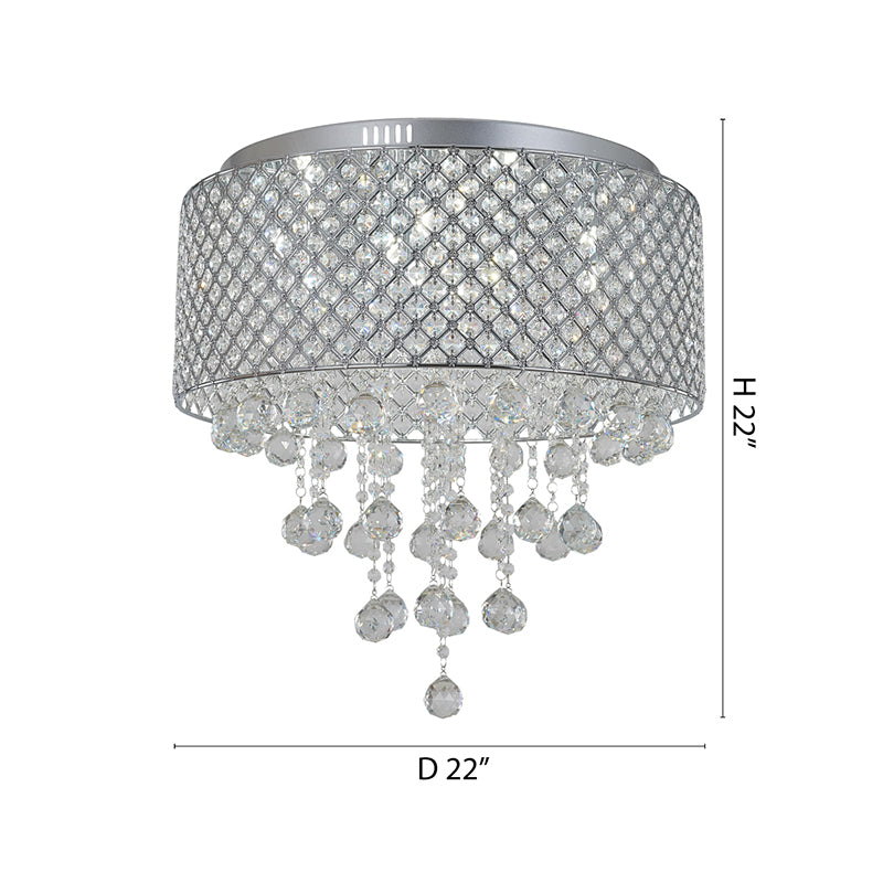 Clear Crystal Beaded Shade Flush Mount with Hanging Clear Crystals Hardware by Bethel - view 20