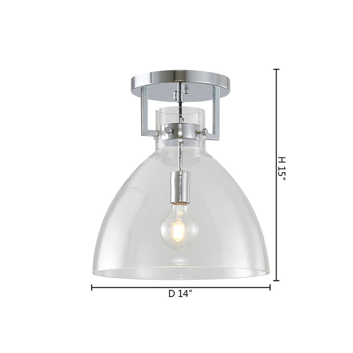 Metal Frame Semi Flush Mount with Clear Glass Shade by Bethel - view 11