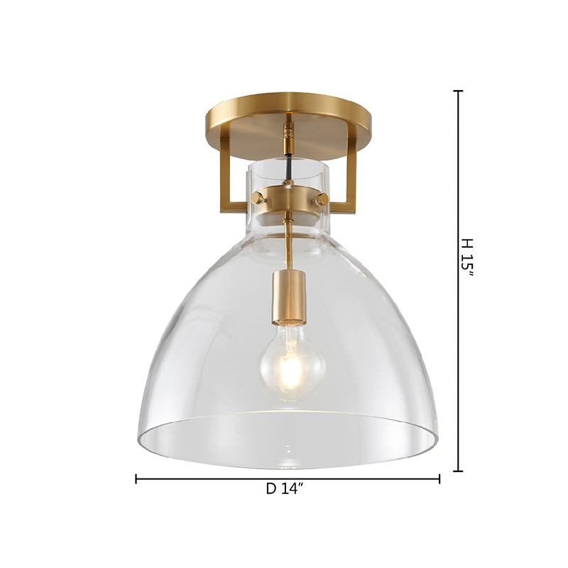 Metal Frame Semi Flush Mount with Clear Glass Shade by Bethel - view 15