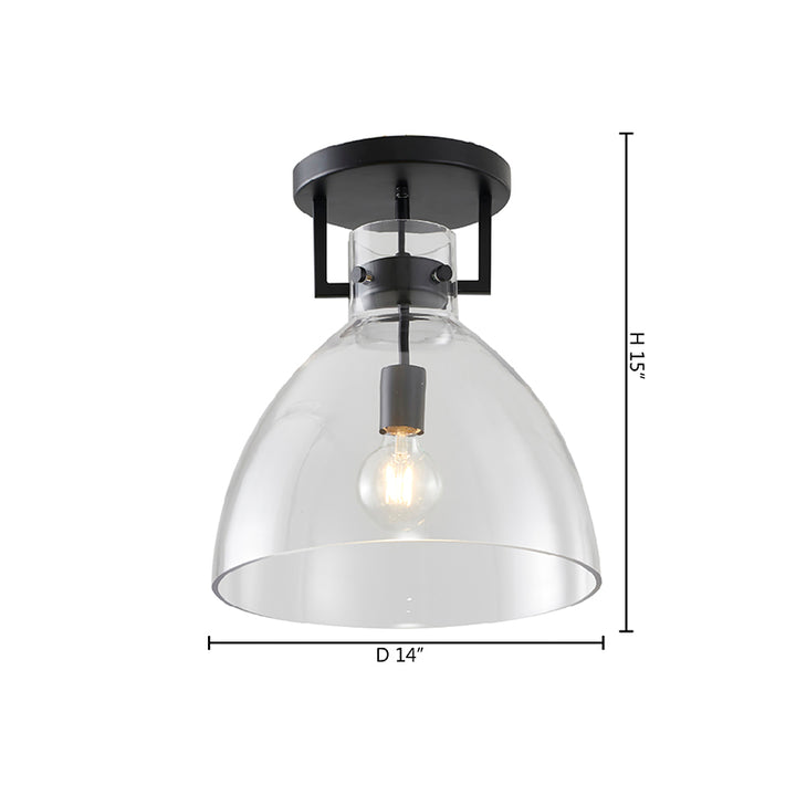 Metal Frame Semi Flush Mount with Clear Glass Shade by Bethel - view 4