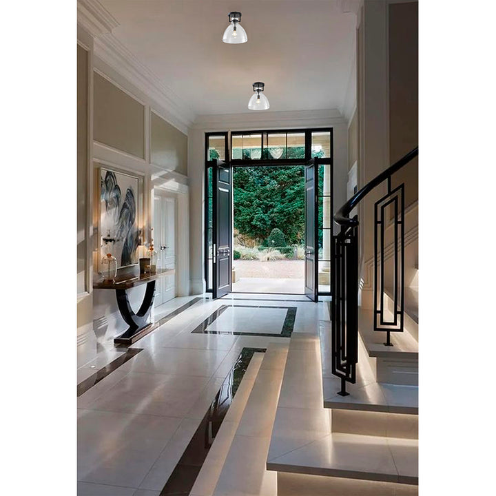 Metal Frame Semi Flush Mount with Clear Glass Shade by Bethel - view 5