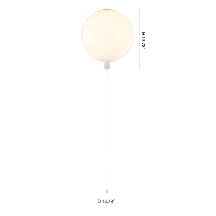 White Acrylic Balloon Semi Flush Mount with Hanging by Bethel - view 3