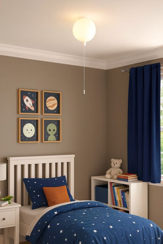 White Acrylic Flush Mount Balloon Light String Is for Decoration Only by Bethel - view 4