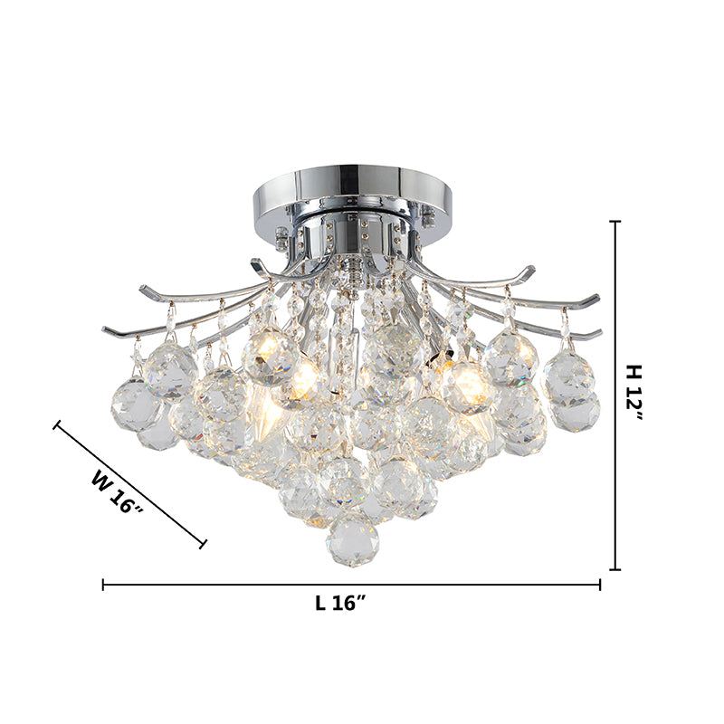 Frame Semi Flush Mount with Clear Hanging Crystals by Bethel - view 21