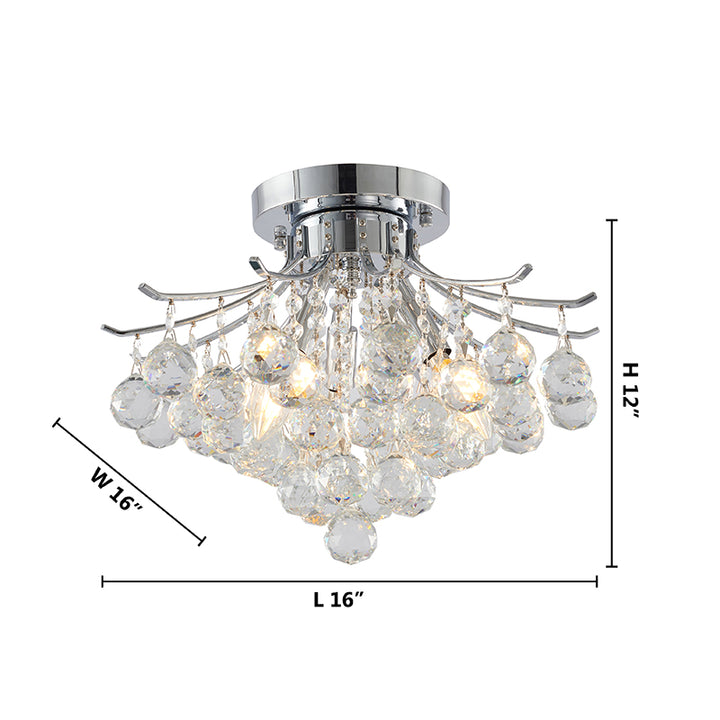 Frame Semi Flush Mount with Clear Hanging Crystals by Bethel - view 21