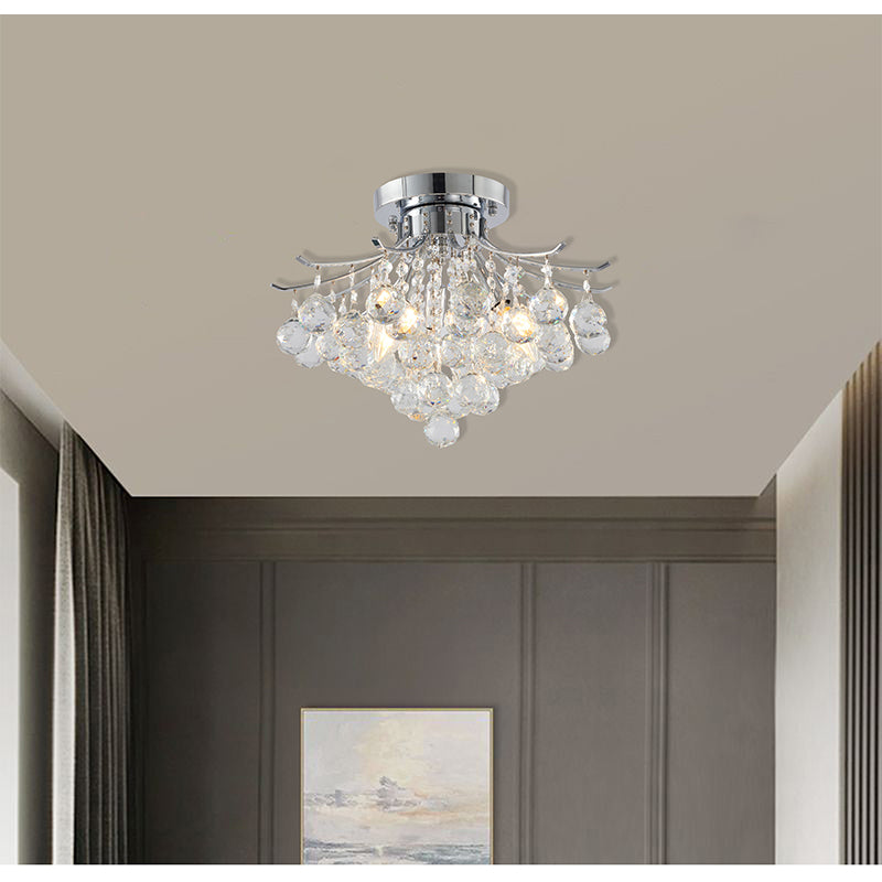 Frame Semi Flush Mount with Clear Hanging Crystals by Bethel - view 22