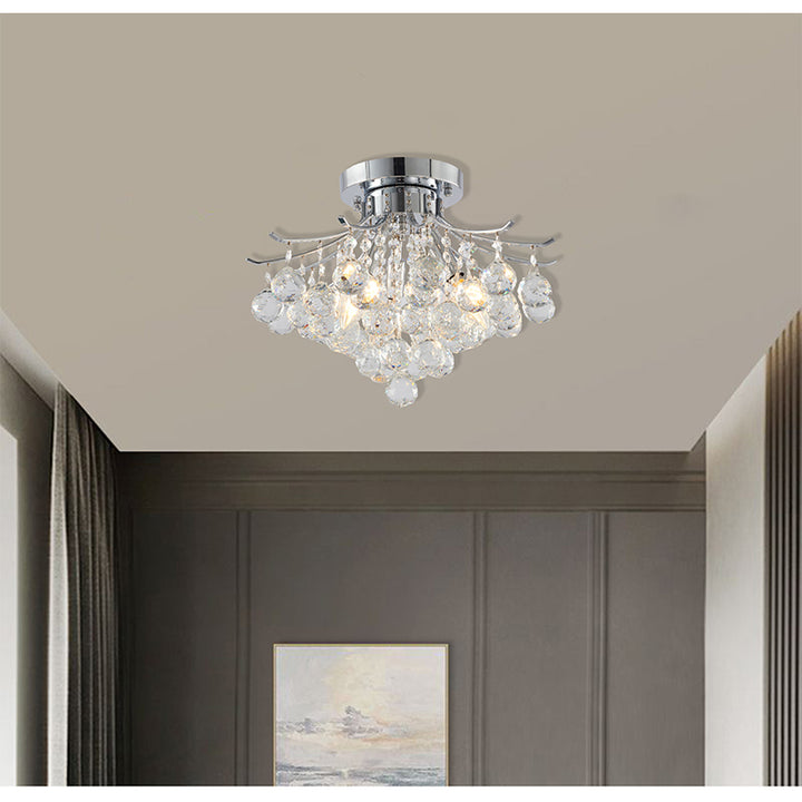 Frame Semi Flush Mount with Clear Hanging Crystals by Bethel - view 22