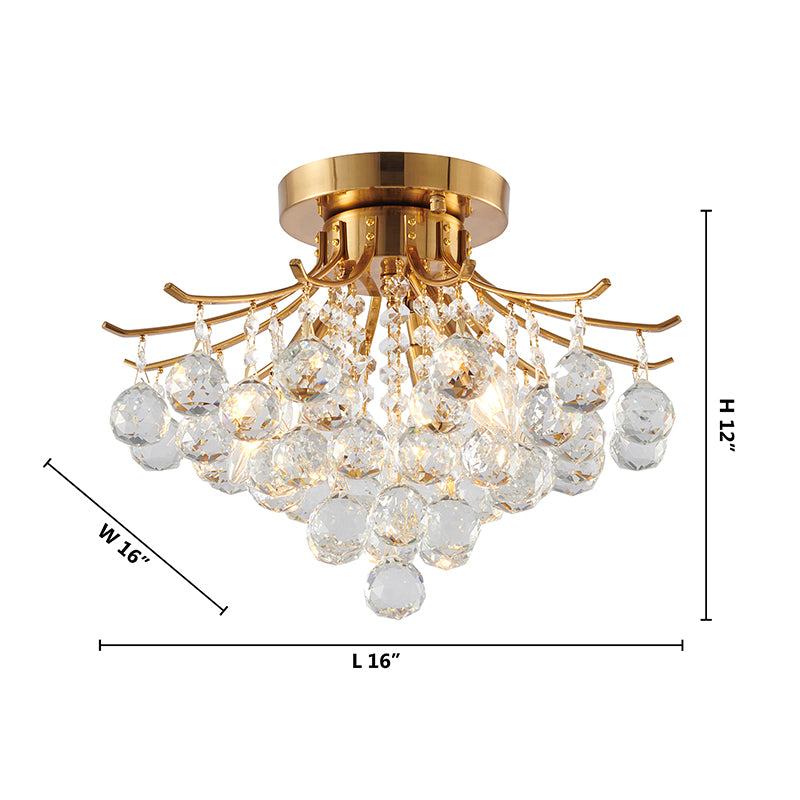 Frame Semi Flush Mount with Clear Hanging Crystals by Bethel - view 25