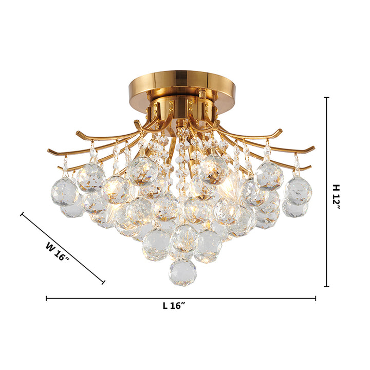 Frame Semi Flush Mount with Clear Hanging Crystals by Bethel - view 25