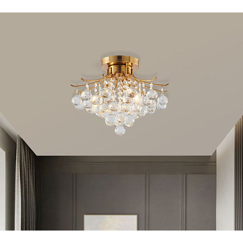 Frame Semi Flush Mount with Clear Hanging Crystals by Bethel - view 27