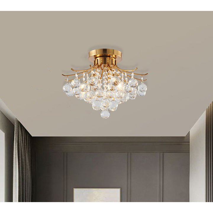 Frame Semi Flush Mount with Clear Hanging Crystals by Bethel - view 27