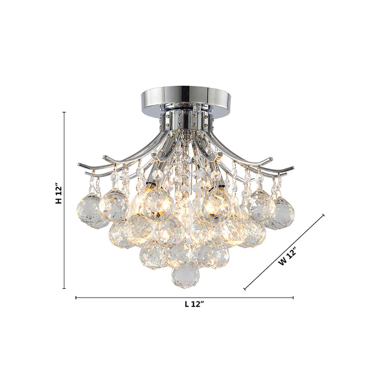 Frame Semi Flush Mount with Clear Hanging Crystals by Bethel - view 8