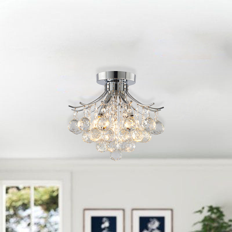 Frame Semi Flush Mount with Clear Hanging Crystals by Bethel - view 9