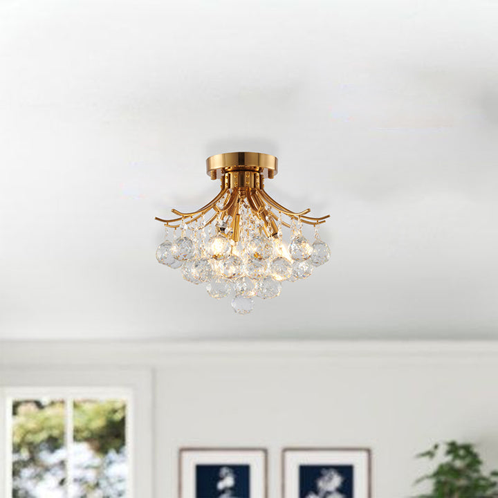 Frame Semi Flush Mount with Clear Hanging Crystals by Bethel - view 17