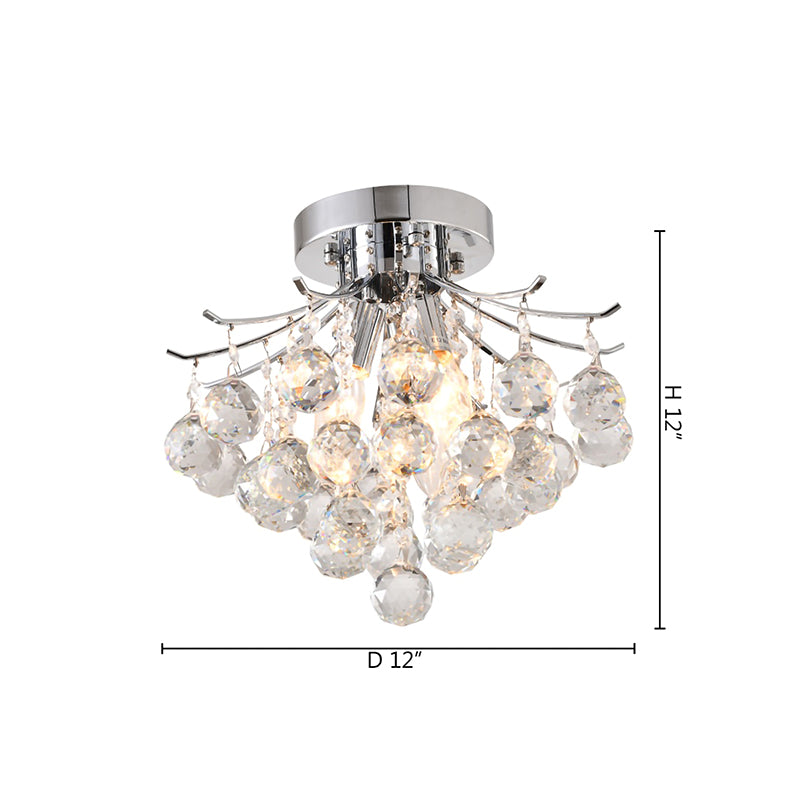 Frame Semi Flush Mount with Clear Hanging Crystals by Bethel - view 3