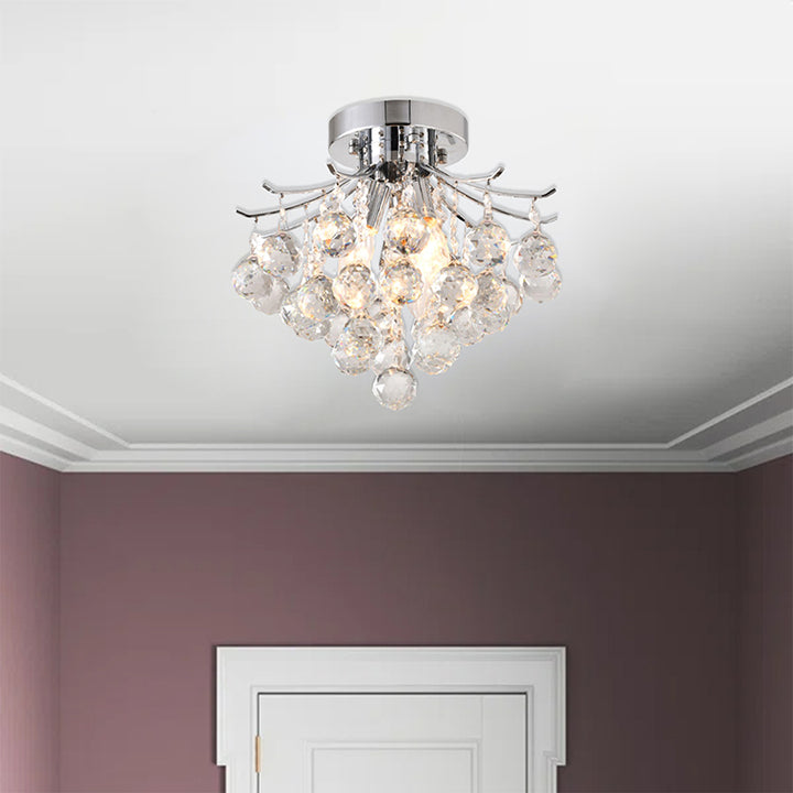 Frame Semi Flush Mount with Clear Hanging Crystals by Bethel - view 5