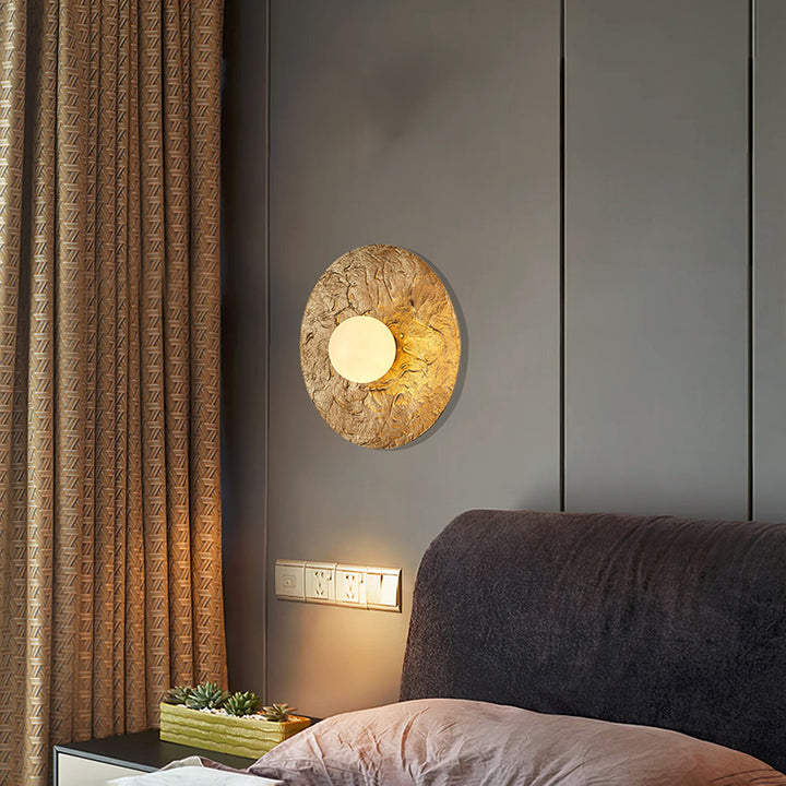 Brass Framed Wall Sconce with Opal White Glass Shade by Bethel - view 3