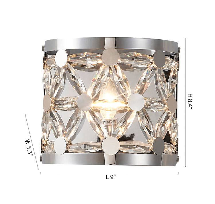 Frame Wall Sconce with Clear Crystal Star Shaped Detailing by Bethel - view 8