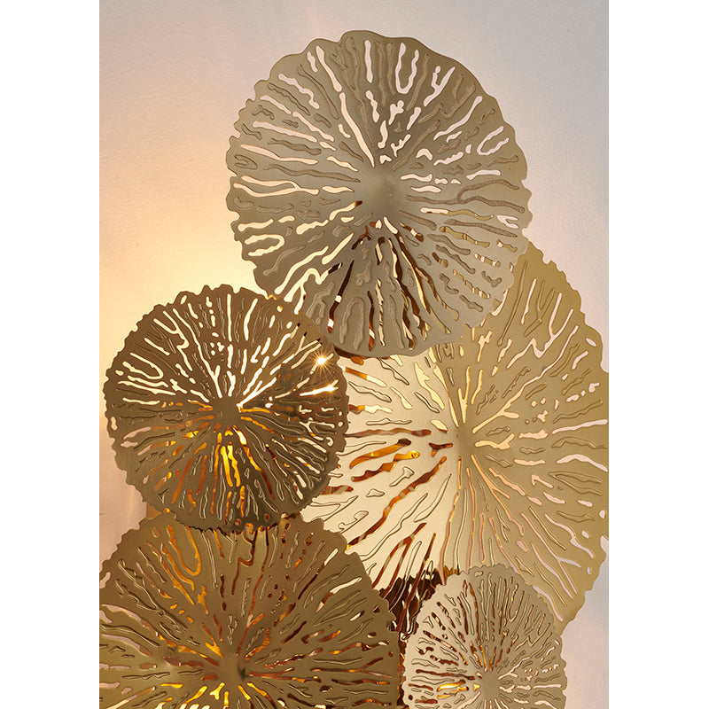 Copper Metal Wall Sconce with Round Leaf Petals by Bethel - view 3