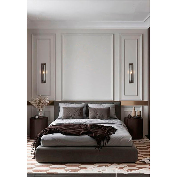 Dark Brown Frame Wall Sconce with Clear Glass Cylinder Shade by Bethel - view 5