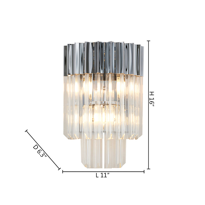 Stainless Steel Frame Wall Sconce with Clear Hanging Crystals by Bethel - view 13