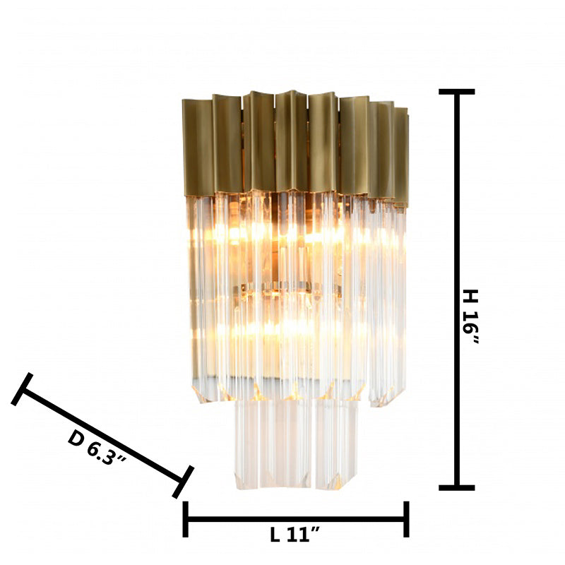 Stainless Steel Frame Wall Sconce with Clear Hanging Crystals by Bethel - view 4