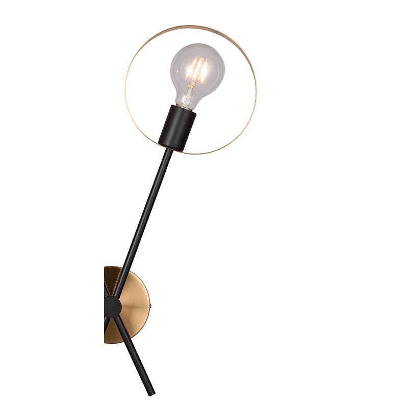 Black &amp; Brushed Brass Two Light Wall Sconce