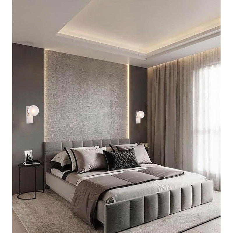 Stainless Steel Frame with Glass Ball Shade Wall Sconce by Bethel - view 11