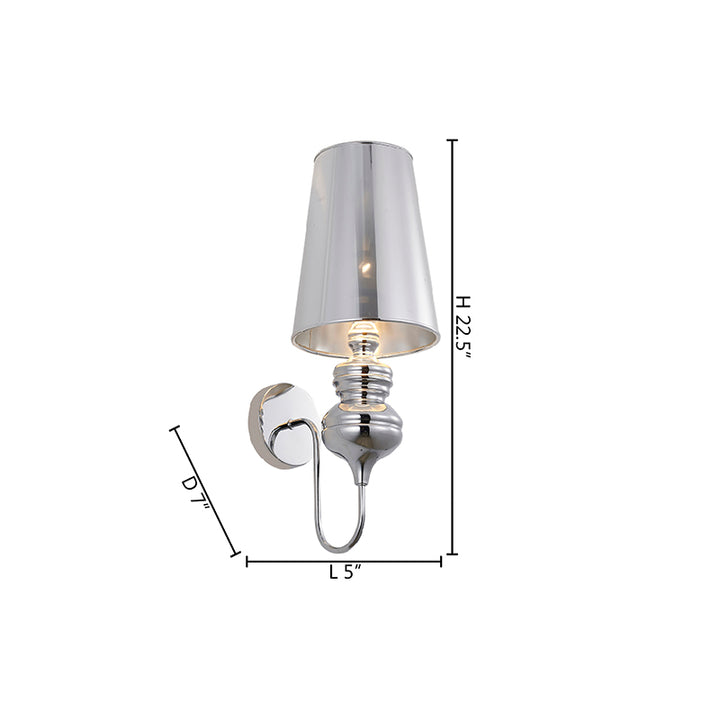 Polished Chrome Steel Armed Wall Sconce with Shade by Bethel - view 4