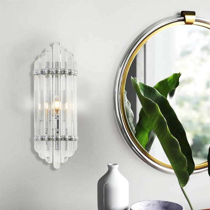 Frame Wall Sconce with Clear Glass Rods (MU45) in Chrome by Bethel
