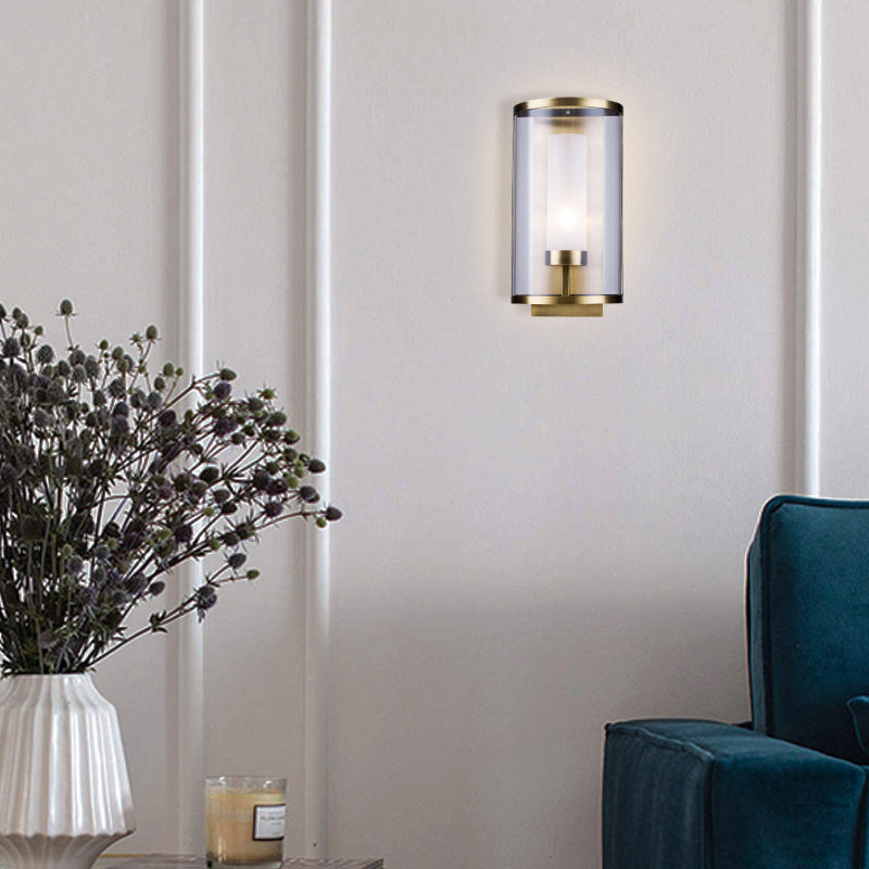 Antique Brass Frame with Glass Cover Wall Sconce by Bethel - view 4