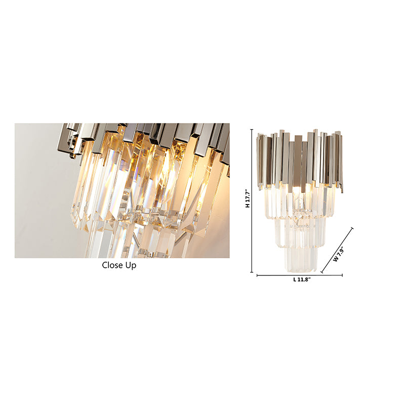 Hairline Wall Sconce with Clear Hanging Crystals by Bethel - view 5