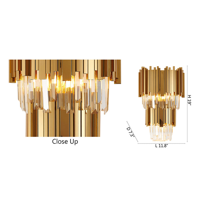 Two Tier Wall Sconce with Clear Hanging Crystals by Bethel - view 3