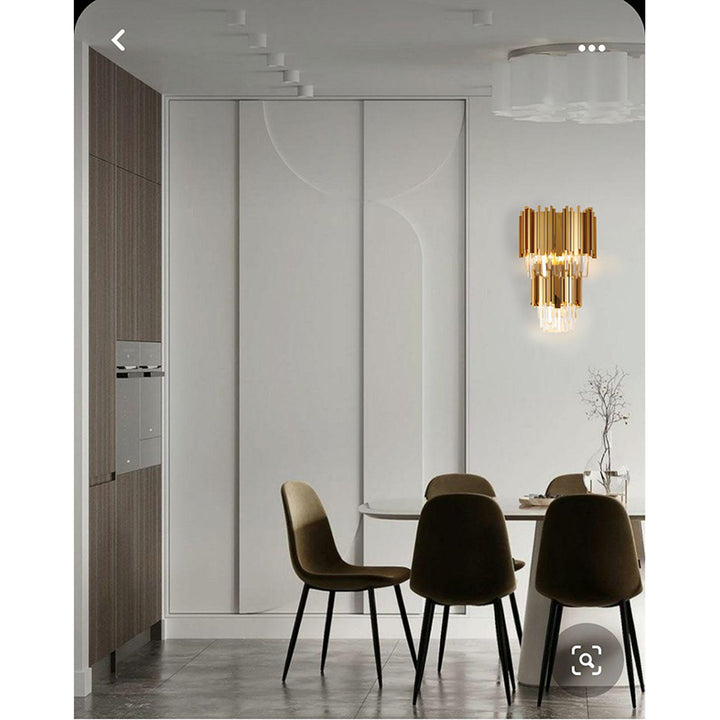 Two Tier Wall Sconce with Clear Hanging Crystals by Bethel - view 4